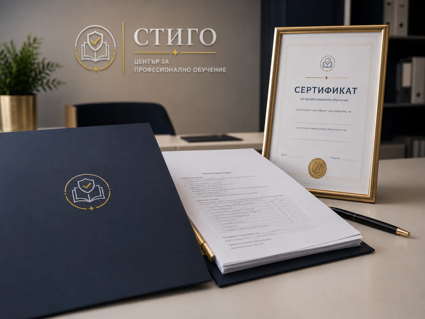 Официален документ за завършено професионално обучение в Стиго